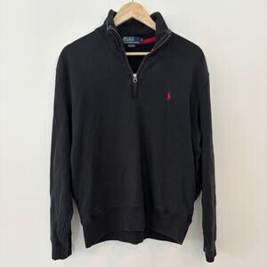 Vintage Polo by Ralph Lauren Black Quarter Zip Mens Medium